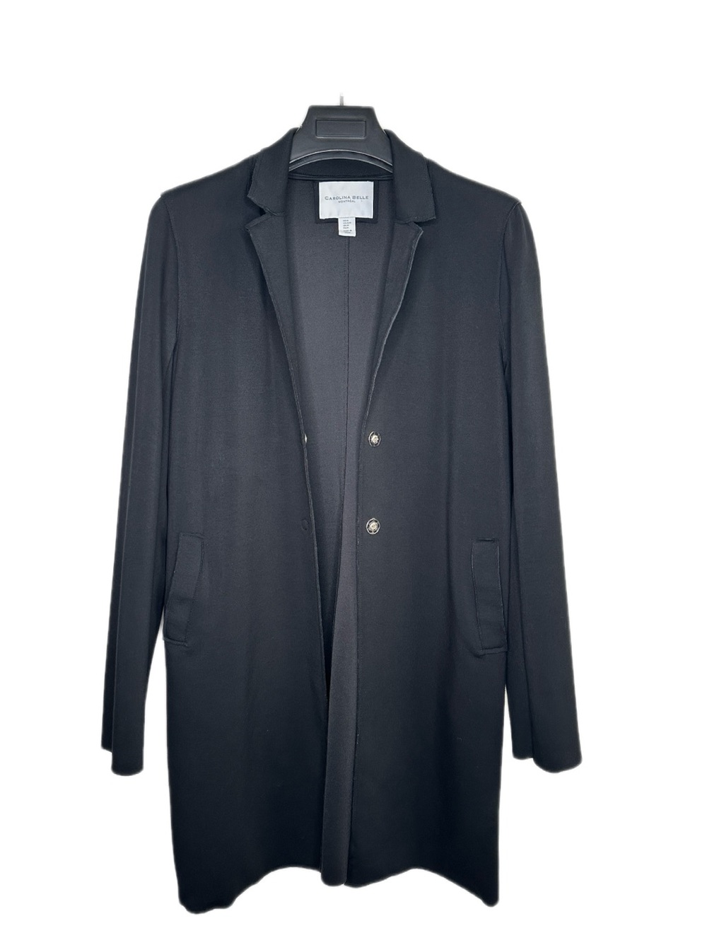 Carolina Belle Montreal Black Long Blazer Jacket Coat Women’s Medium Stretch